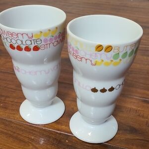 Ceramic White Dessert Cups with Fruit Print – Set of 2